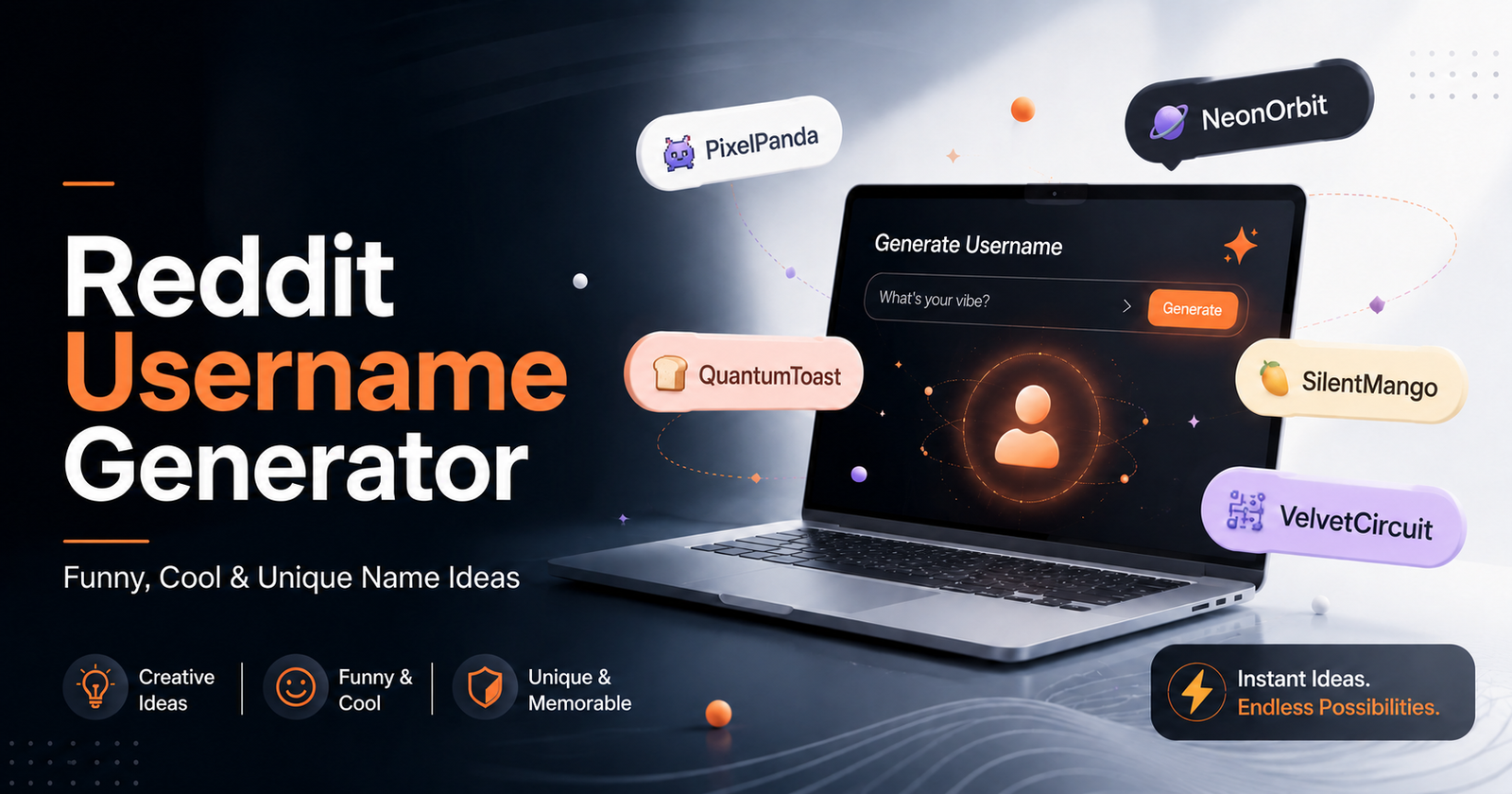 Reddit username generator ideas showing funny cool and aesthetic Reddit name examples