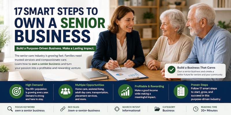 Own a senior business owner managing a successful senior care business