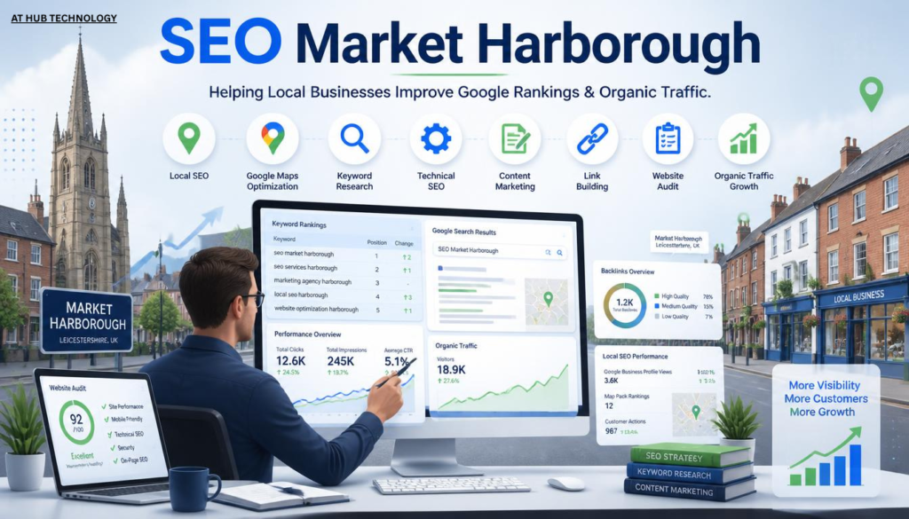 SEO Market Harborough guide showing local search visibility for small businesses