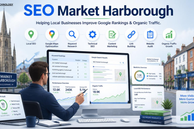 SEO Market Harborough guide showing local search visibility for small businesses
