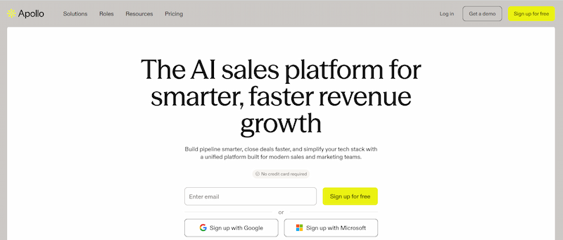 Apollo B2B sales intelligence platform showing contact prospecting and sales data features