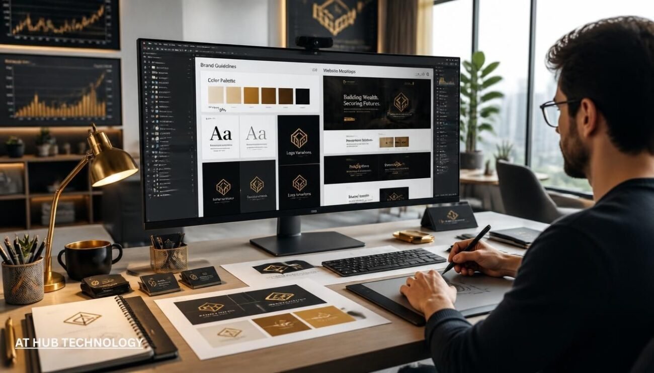 Gold brand colors visual identity financial market design palette examples