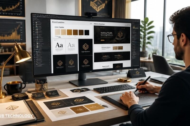 Gold brand colors visual identity financial market design palette examples